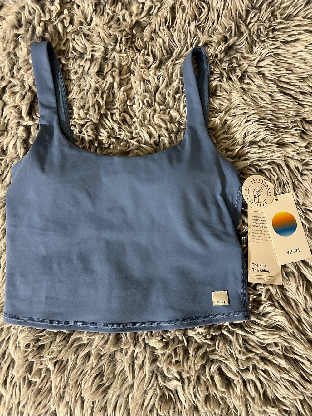 NWT Vuori Slate Blue Crop Tank